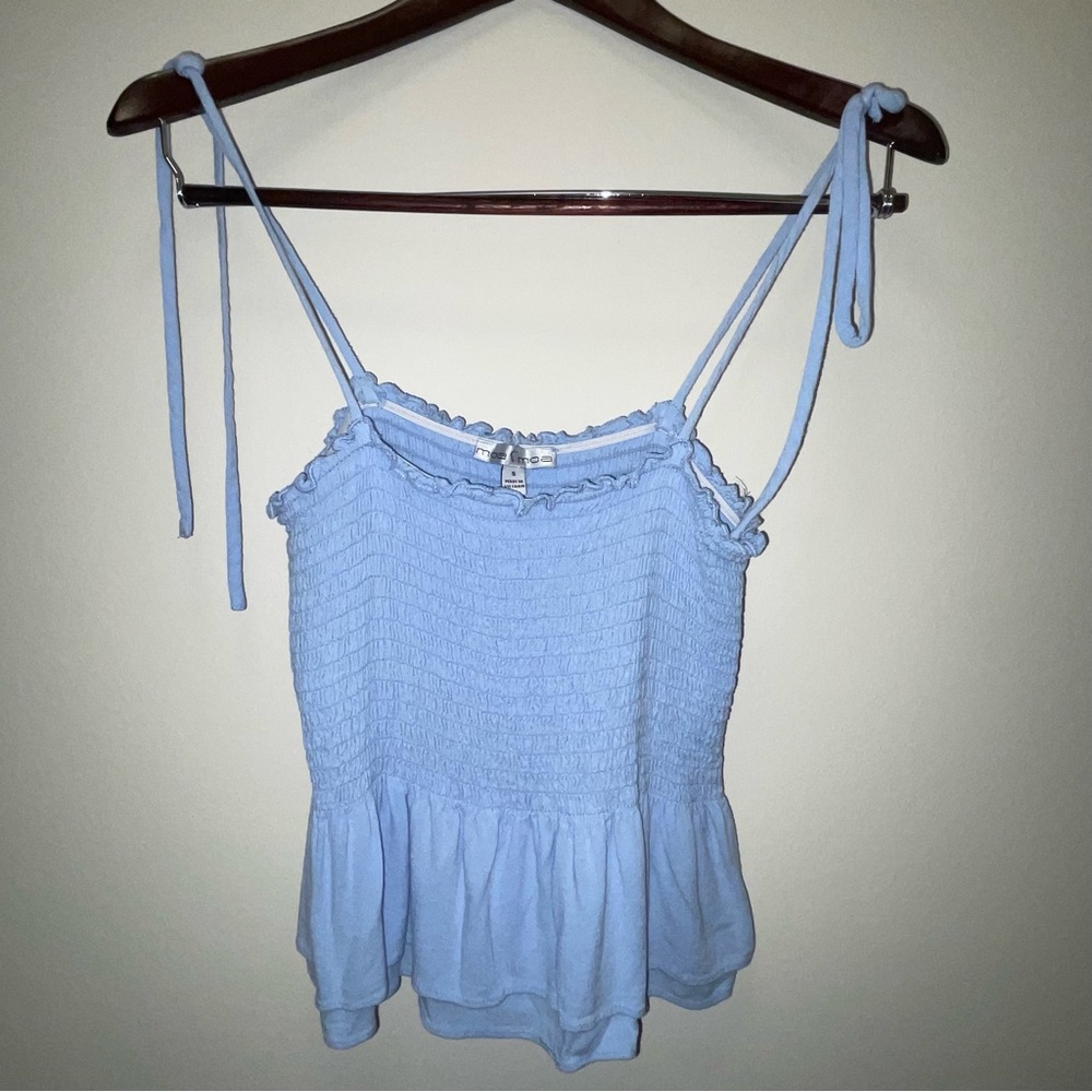 Moa Moa Sky Blue Smocked Camisole Sleeveless Top